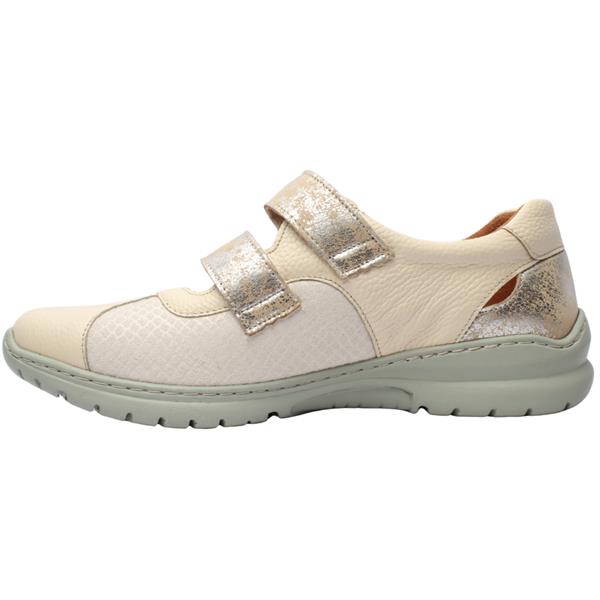 Softmode Chrissy Ladies Beige 3E wide Leather Double Velcro Shoe - Image 6
