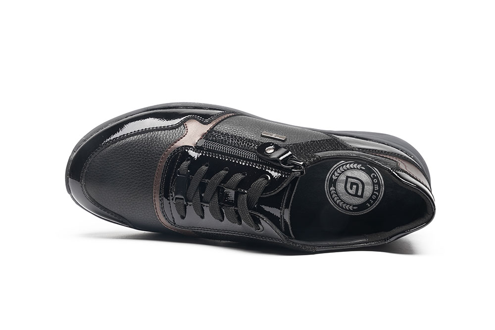 G Comfort R-5189 Ladies  Black Laced Waterproof Leather Comfort Shoe - Image 3
