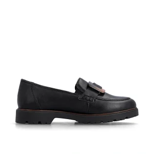 Rieker 45553-00 Ladies Black Block Heel Loafer