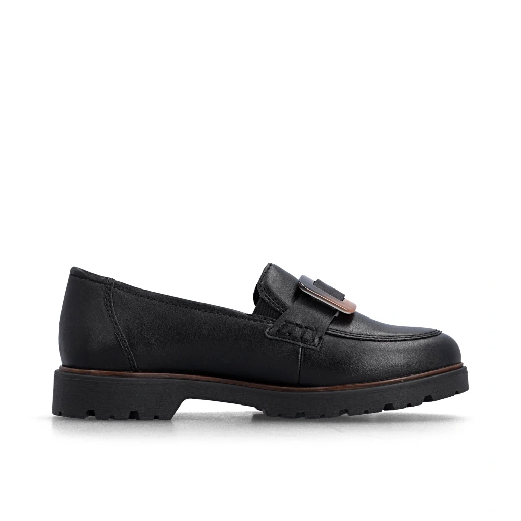Rieker 45553-00 Ladies Black Block Heel Loafer