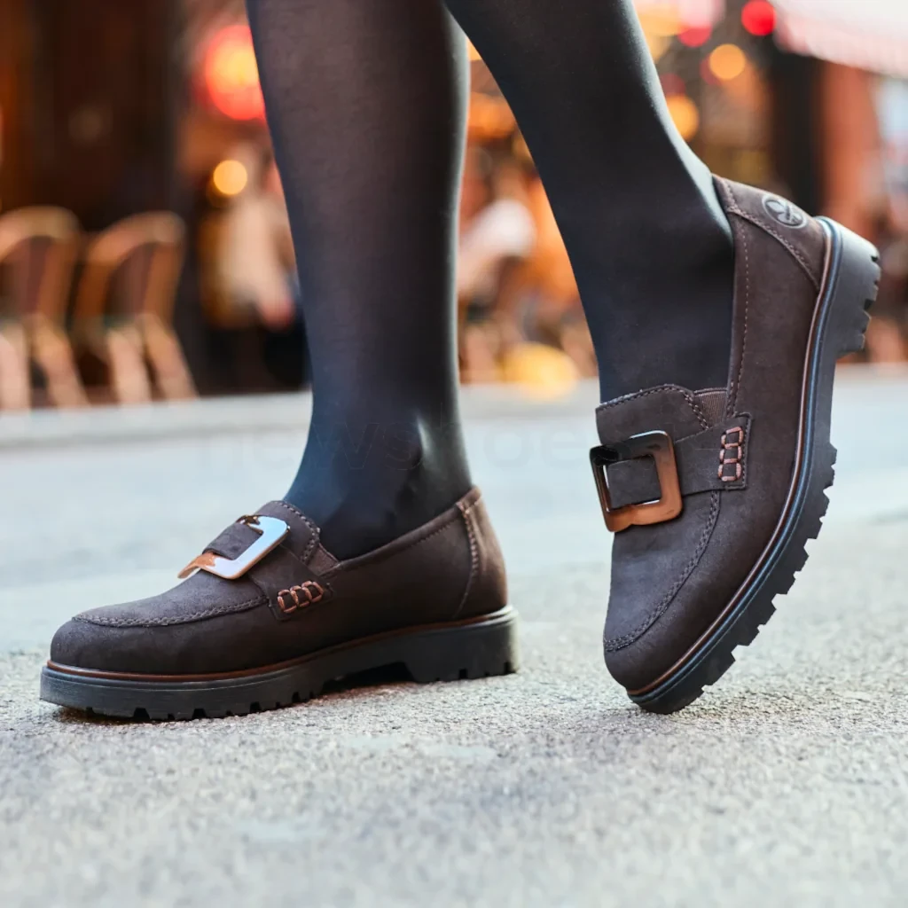 Rieker 45553-25 Ladies Dark Brown Loafer Shoe