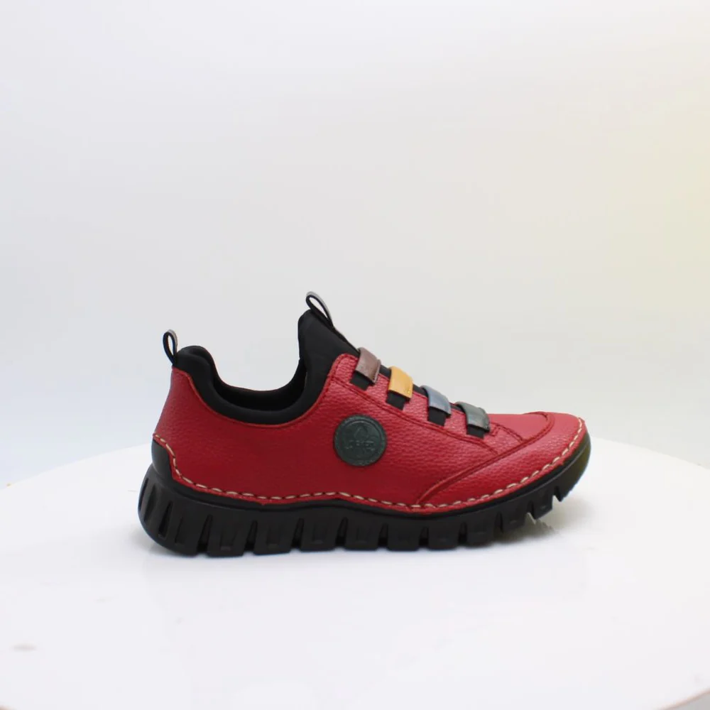 Rieker 57550-33 Ladies Red Casual Slip On Shoe - Image 3