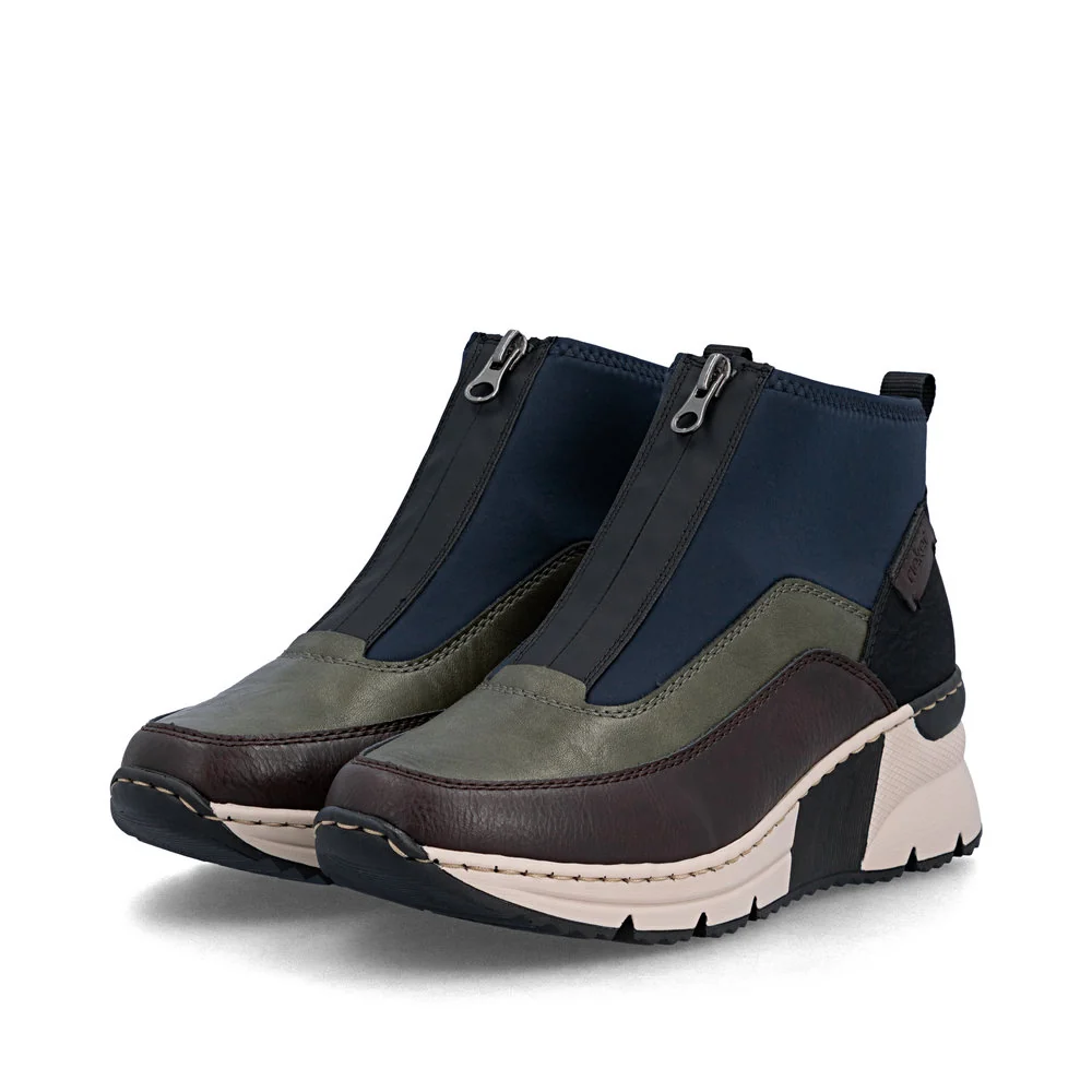 Rieker N6352-91 Ladies Wide Multi Front Zip Ankle Boots - Image 5