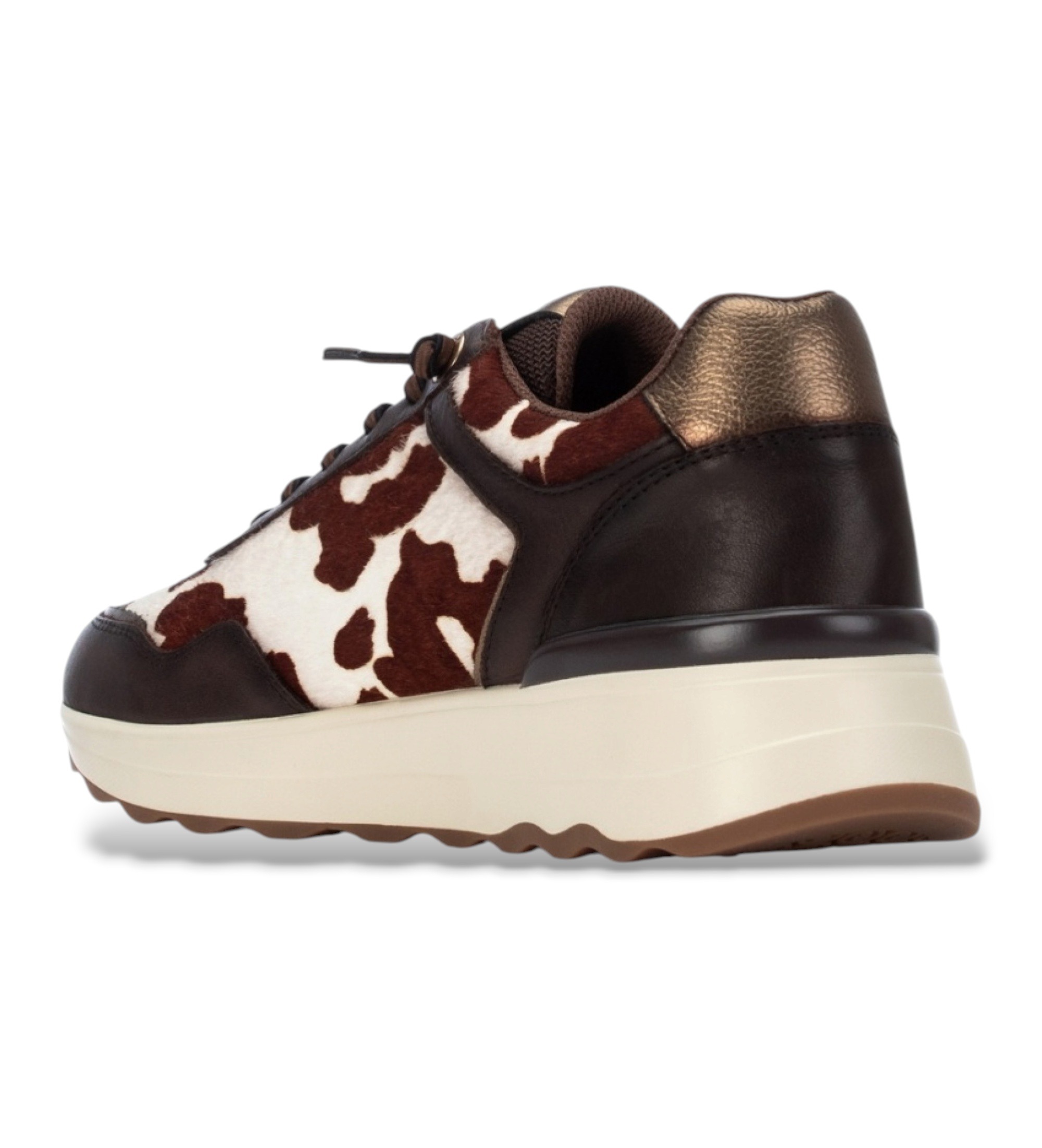 Carmela 164360 Ladies Brown Leather Cow Print Trainer - Image 4