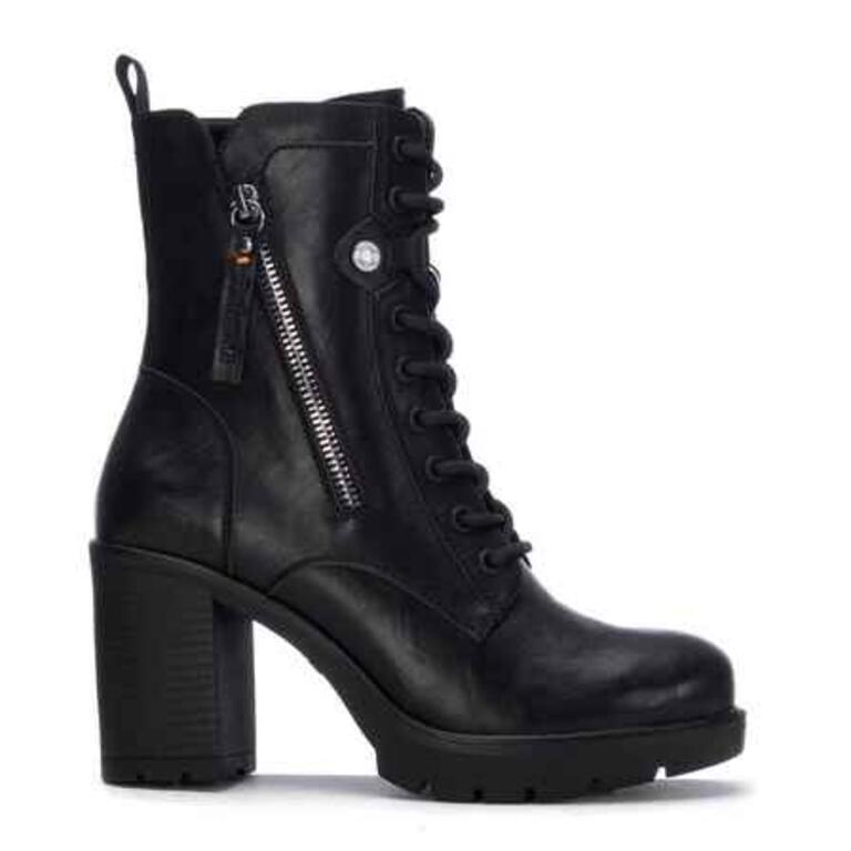 Refresh 176073 Ladies Black  Block Heel Laced Ankle Boot
