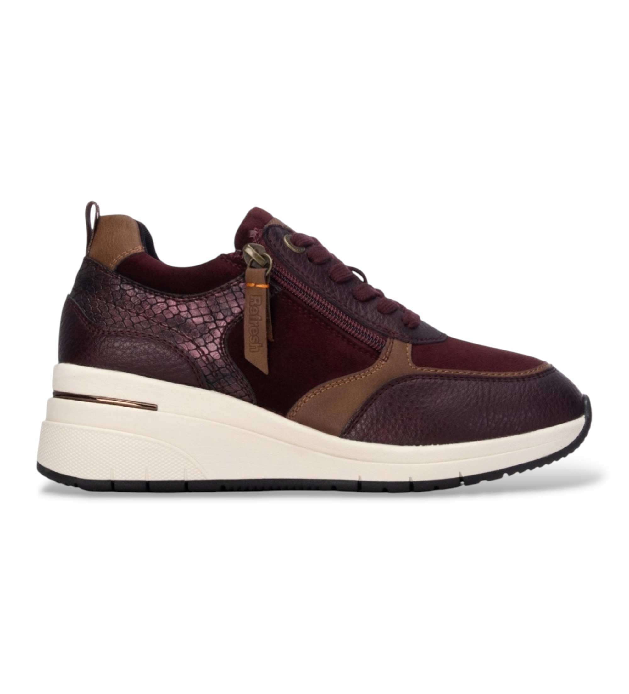 Refresh 176177 Ladies Burgundy Wedge Laced Trainer - Image 4