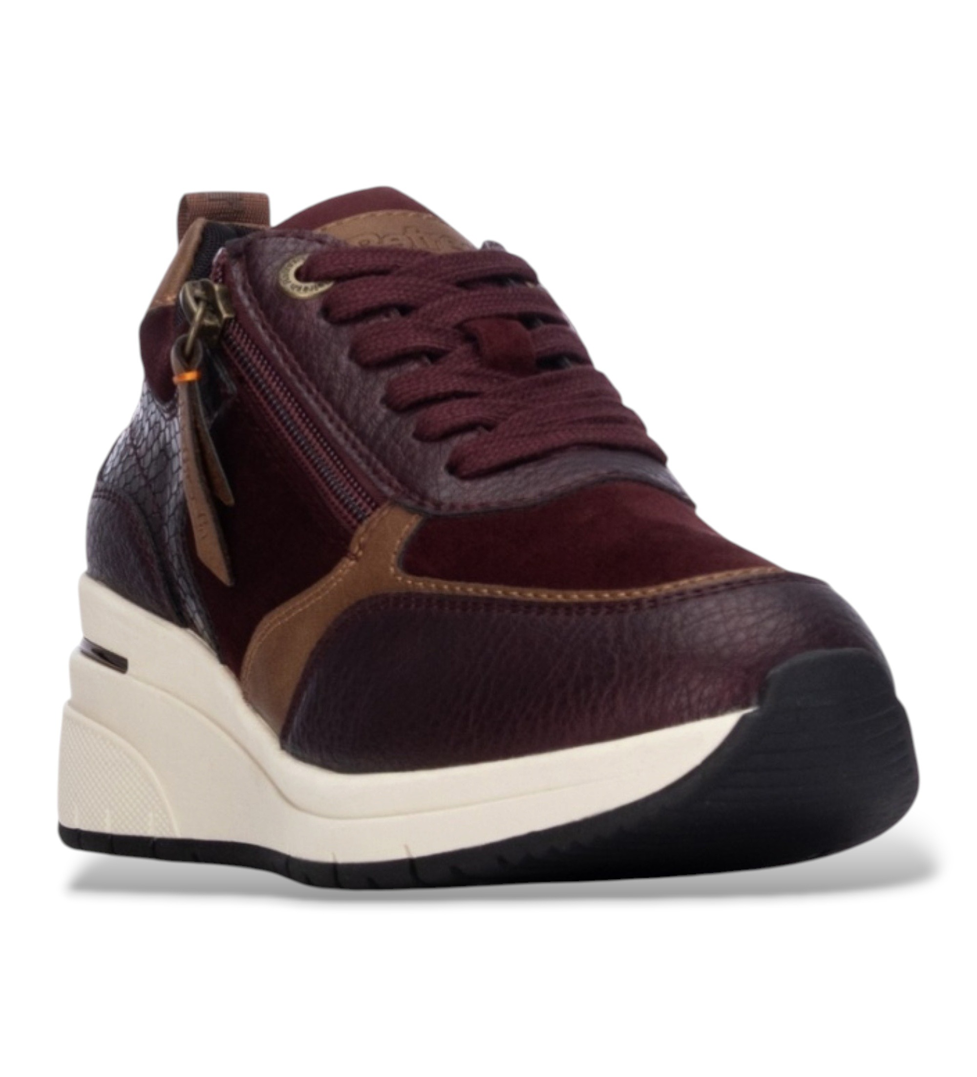 Refresh 176177 Ladies Burgundy Wedge Laced Trainer