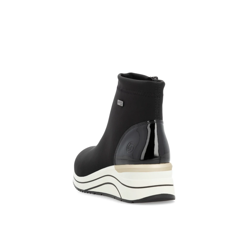 Remonte D0T73-03 Ladies  Black Water Resistant Wide Fit Wedge Ankle Boot - Image 6