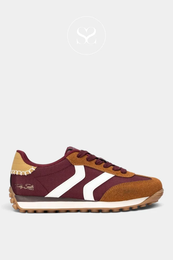 Teddy Smith 121138 Ladies Burgundy and Brown Laced trainer