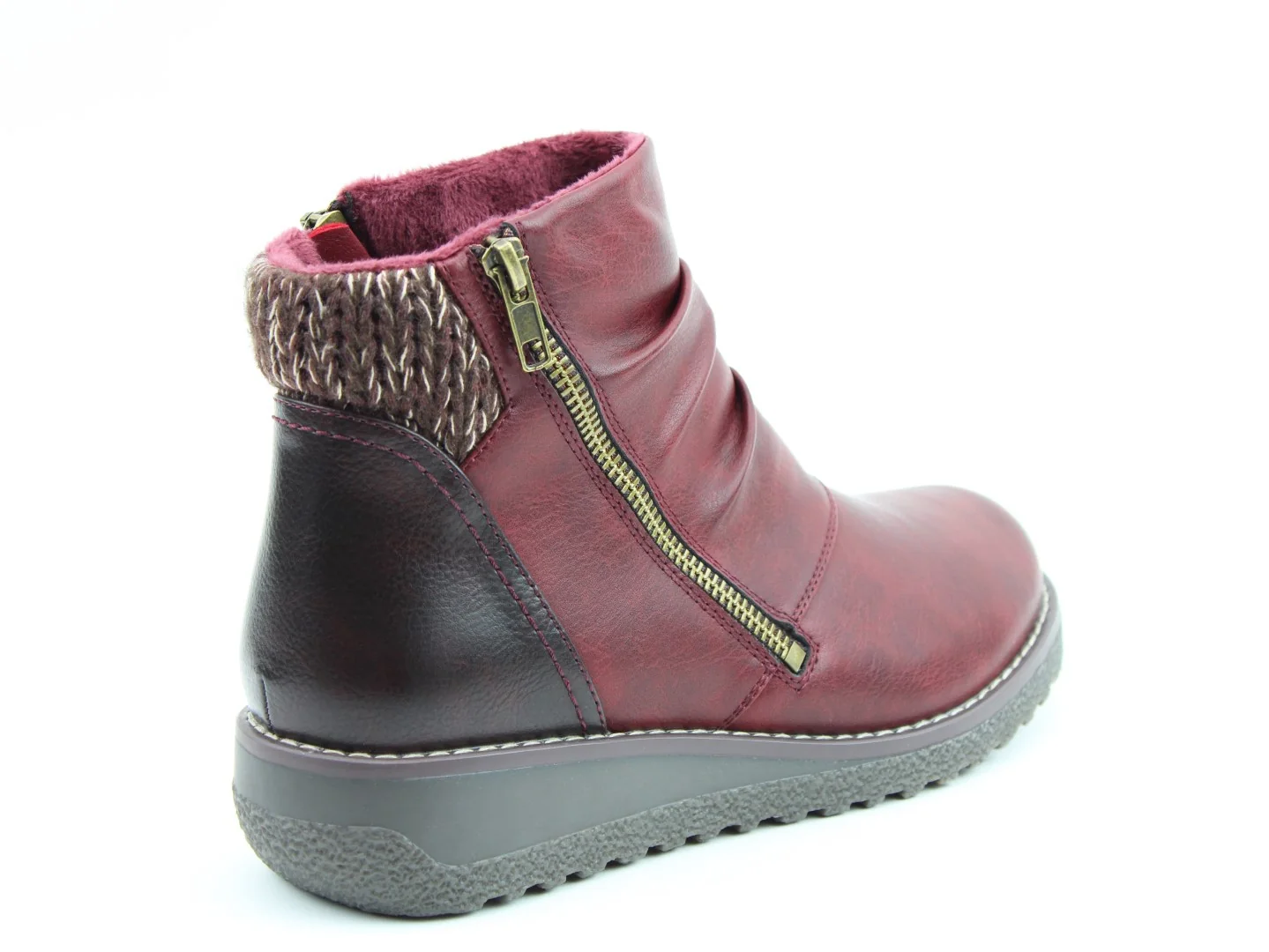 Heavenly Feet Perry Womens Burgundy Ruby Slip On Ankle Boot - Image 4