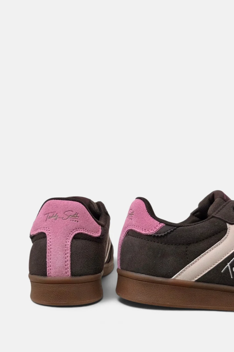 Teddy Smith 121113 Womens Brown Pink Laced Trainers - Image 3