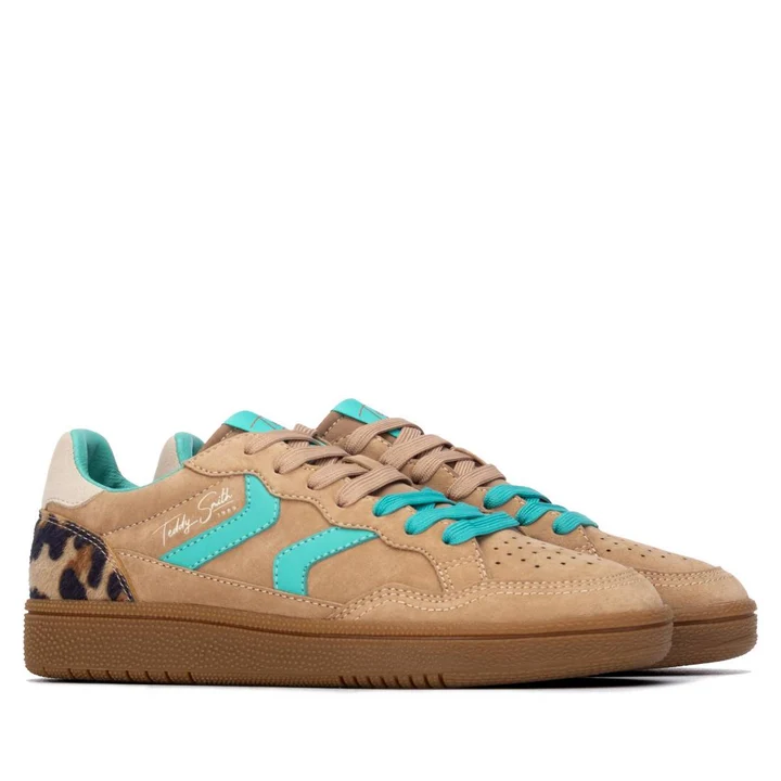 Teddy Smith 121139   Taupe Womens Laced Retro Trainer - Image 4